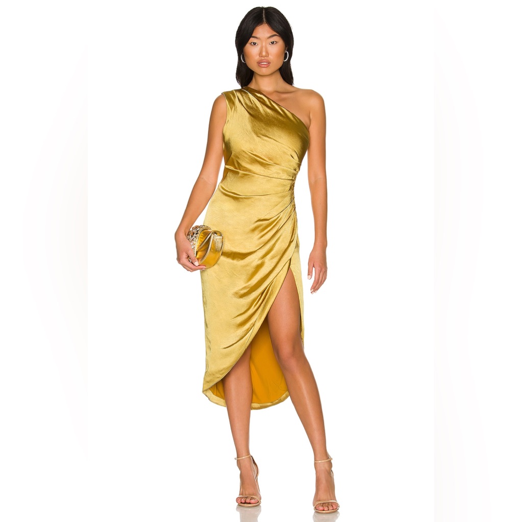 Elliatt X Revolve Cassini One Shoulder Midi Dress In Marigold Sz M